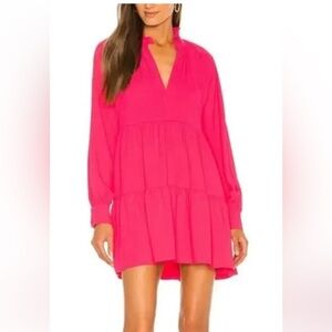 1 STATE tiered hot pink mini dress